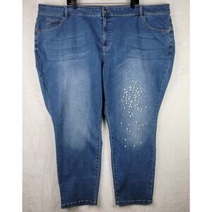 Denim 24/7 Beaded Embellished Straight Women Size 32 Jeans